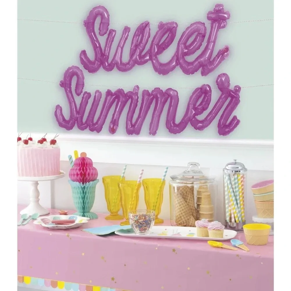 Unique Balloons Sweet Summer Plastic Jelly Pink Balloon Banner Kit With Twine